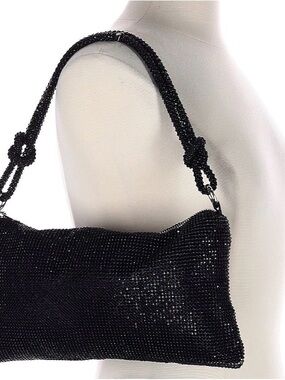 Urban Expressions Black Beaded Shoulder Bag with Knotted Strap